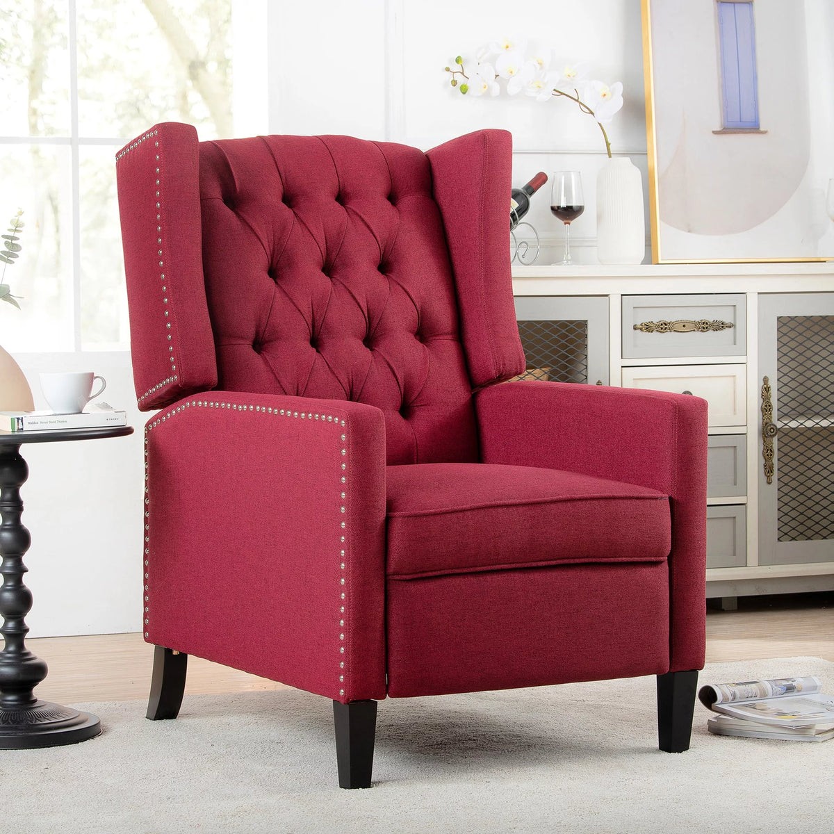 Red Manual Wing Chair Recliner M8211