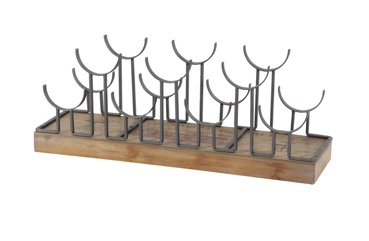 Brown Metal 7 Bottles Wine Rack F90745