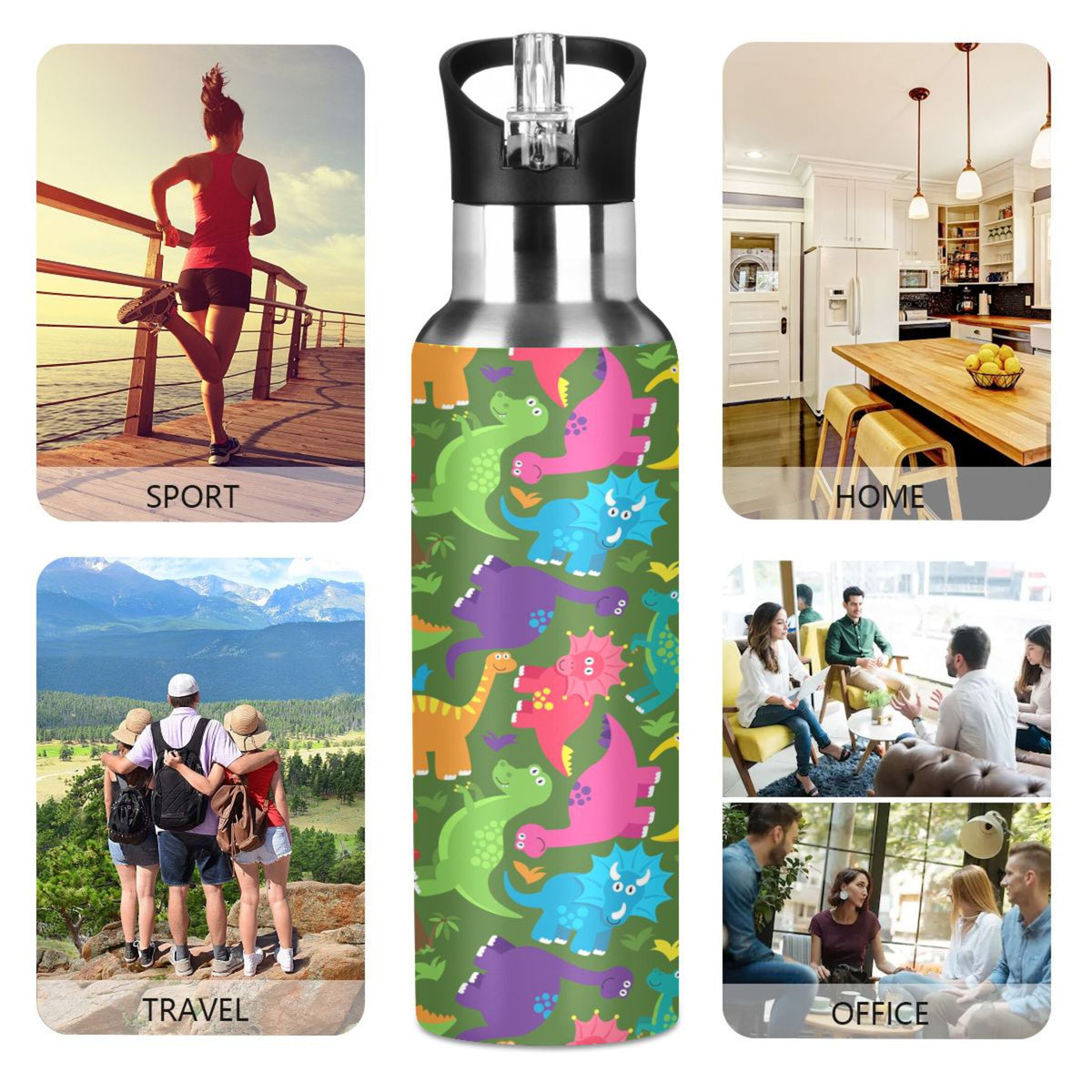 Stainless Steel Water Bottle with Straw Lid Vacuum Insulated 20 OZ Q28619