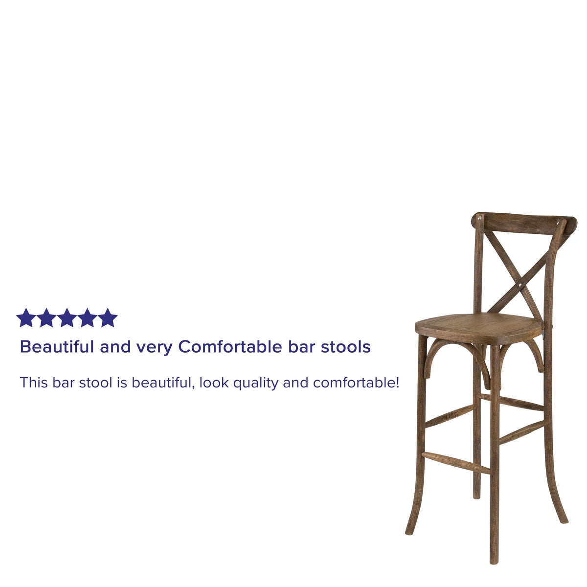 Dark Antique Wood Cross Back Barstool L2471