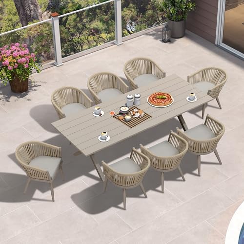 7 Pieces Outdoor Dining Set with Aluminium Table and Wicker Rattan Chairs X2739