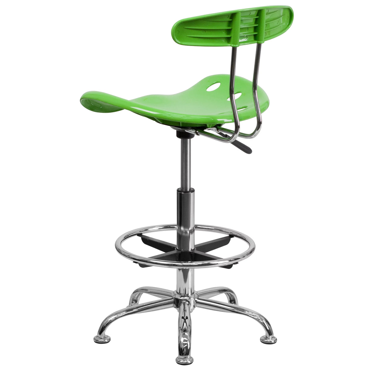 Apple Green and Chrome Drafting Stool with Tractor Seat Y622