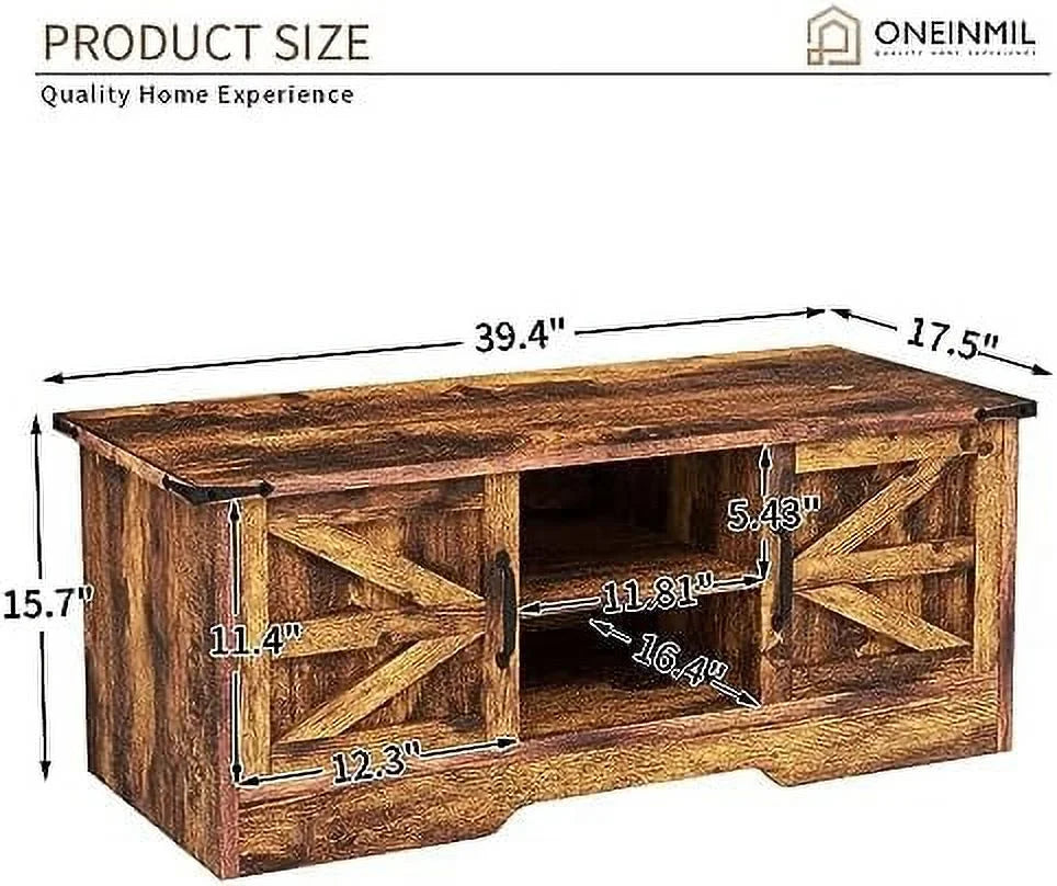 White Wooden Coffee Table with Barn Doors O9064