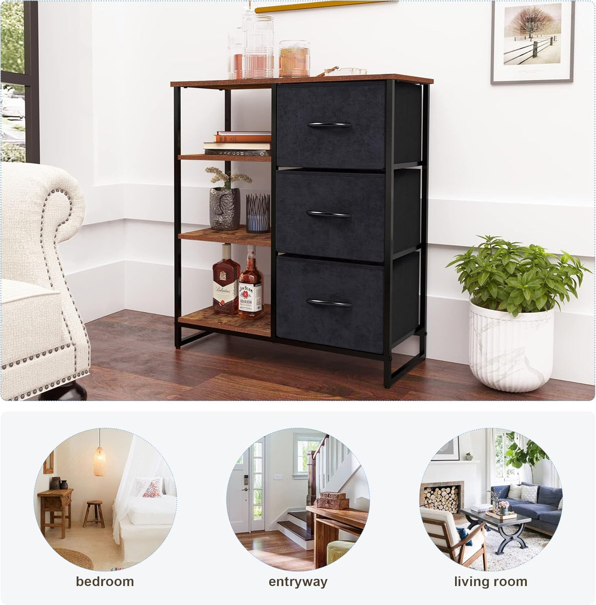 3 Drawer Dresser with Shelf C312879
