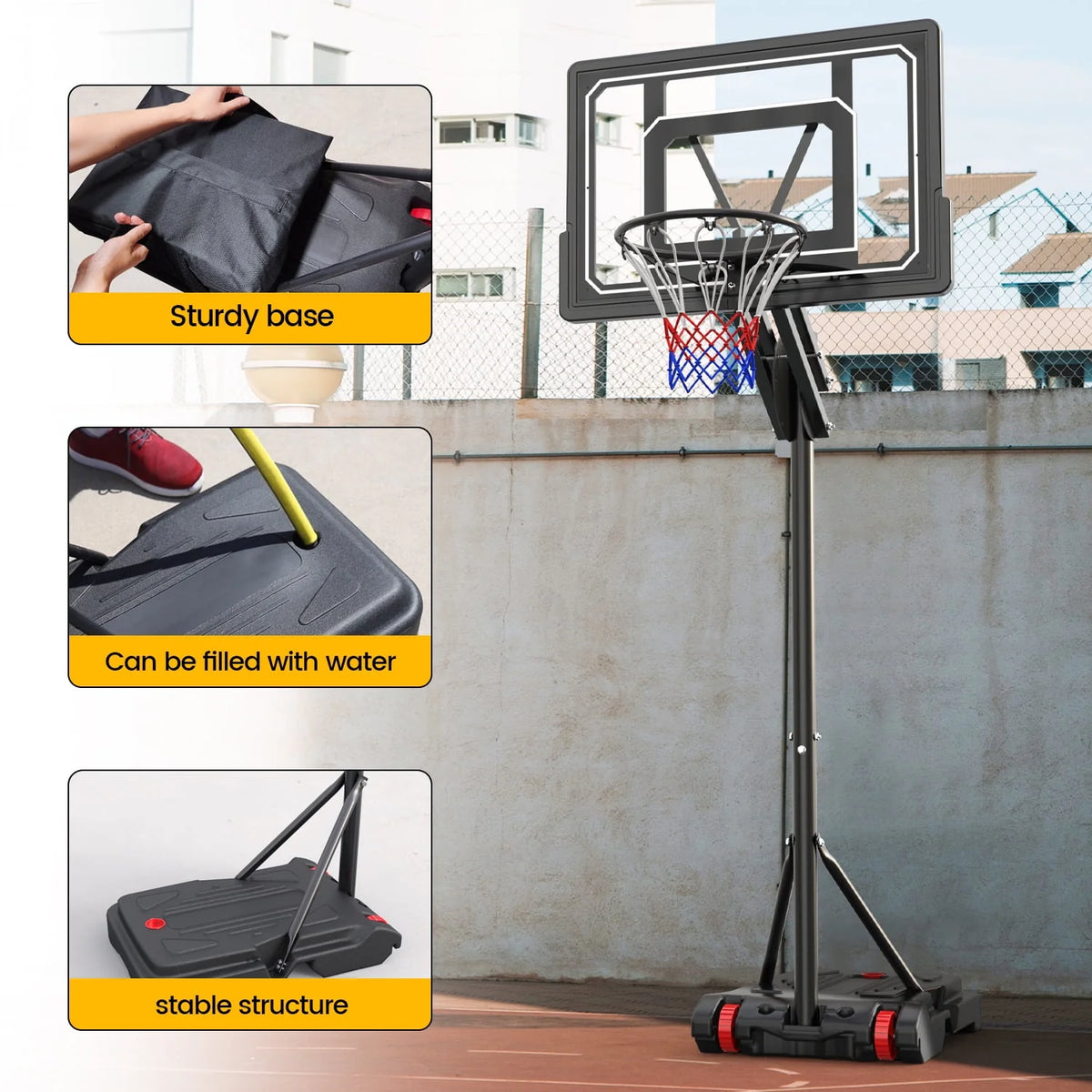 Portable Basketball Hoop & Goal System 5.5 - 9.5 ft. Height Adjustable E321824