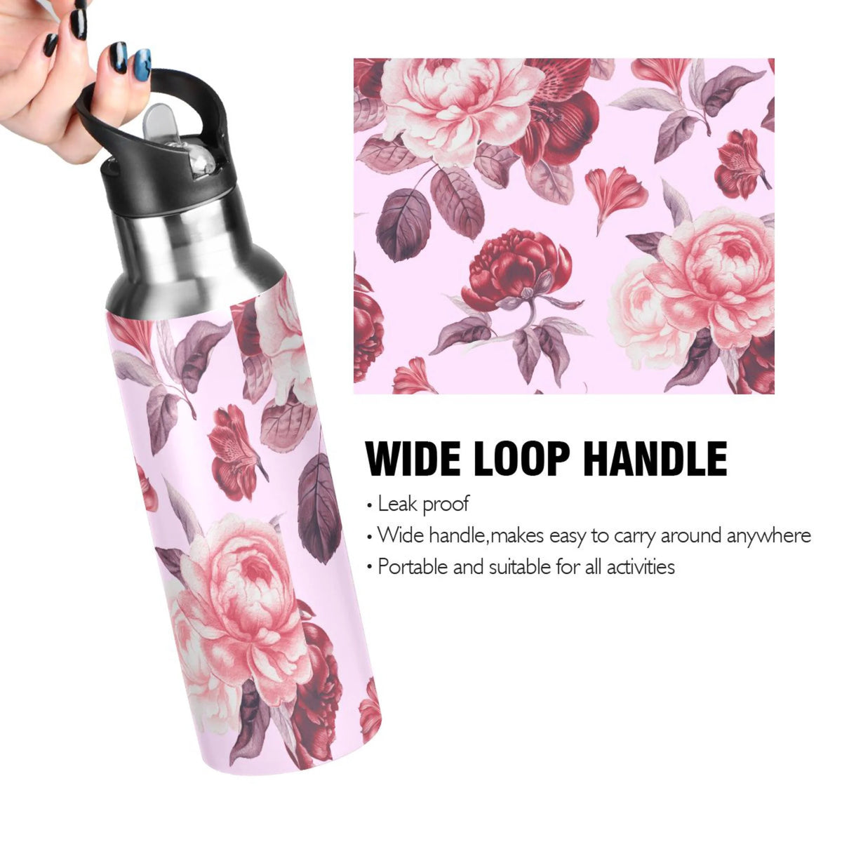 20 oz Insulated Stainless Steel Water Bottle with Straw Lid S384