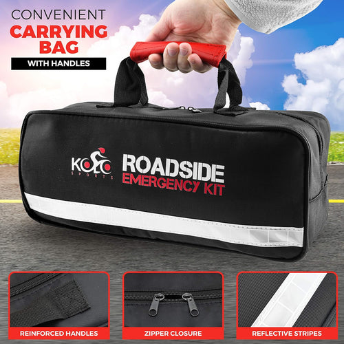 156-Piece Multipurpose Emergency Car Kit with Automotive Tools and First Aid Kit Q842