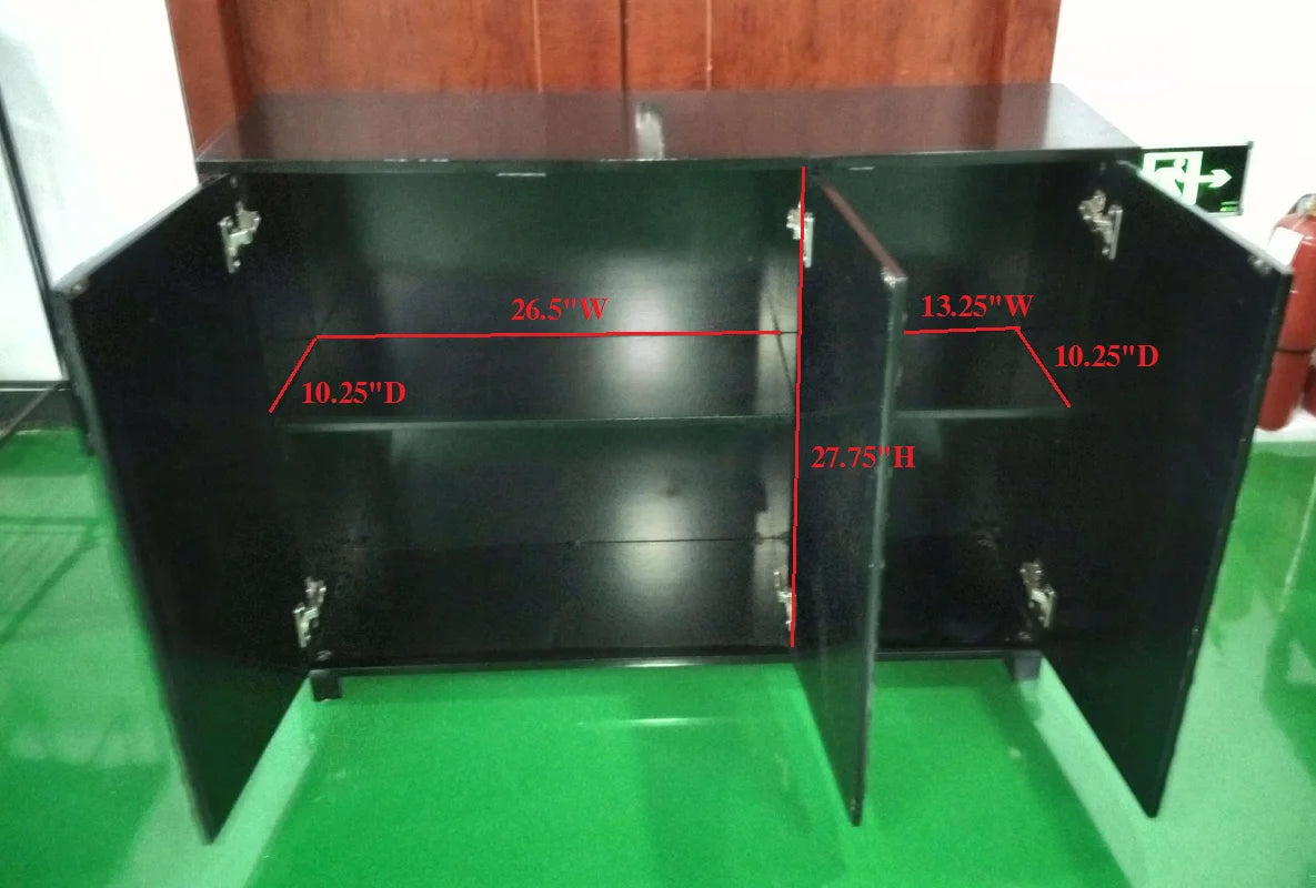 Black Wood Buffet Table with Storage U4373