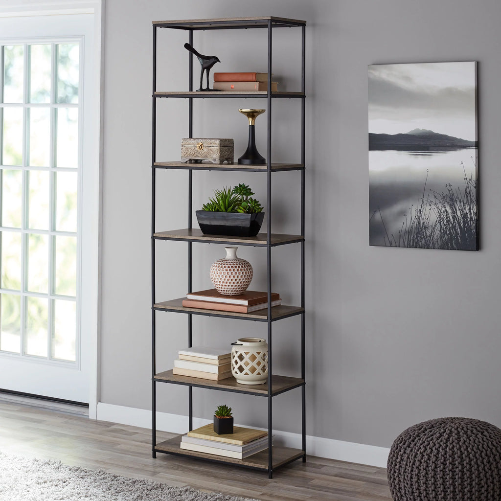 6-Shelf Metal Frame Bookcase X704