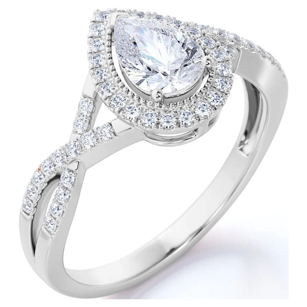 1.75 Carat Pear Cut Moissanite Engagement Ring N9226