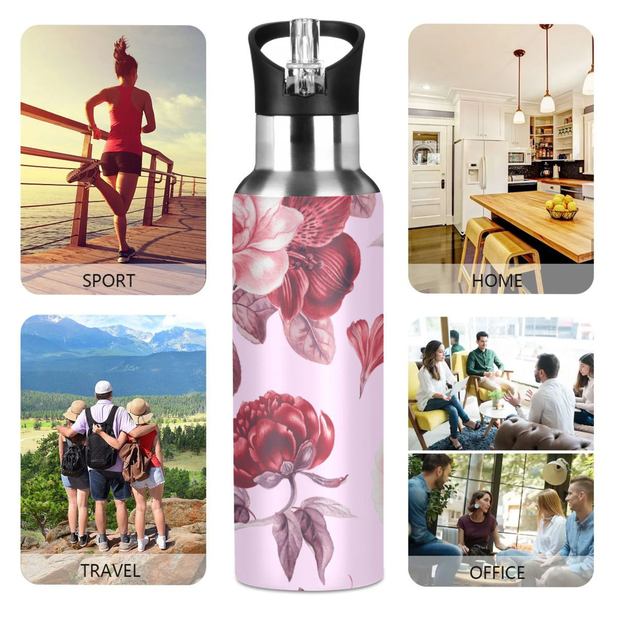 20 oz Insulated Stainless Steel Water Bottle with Straw Lid S384