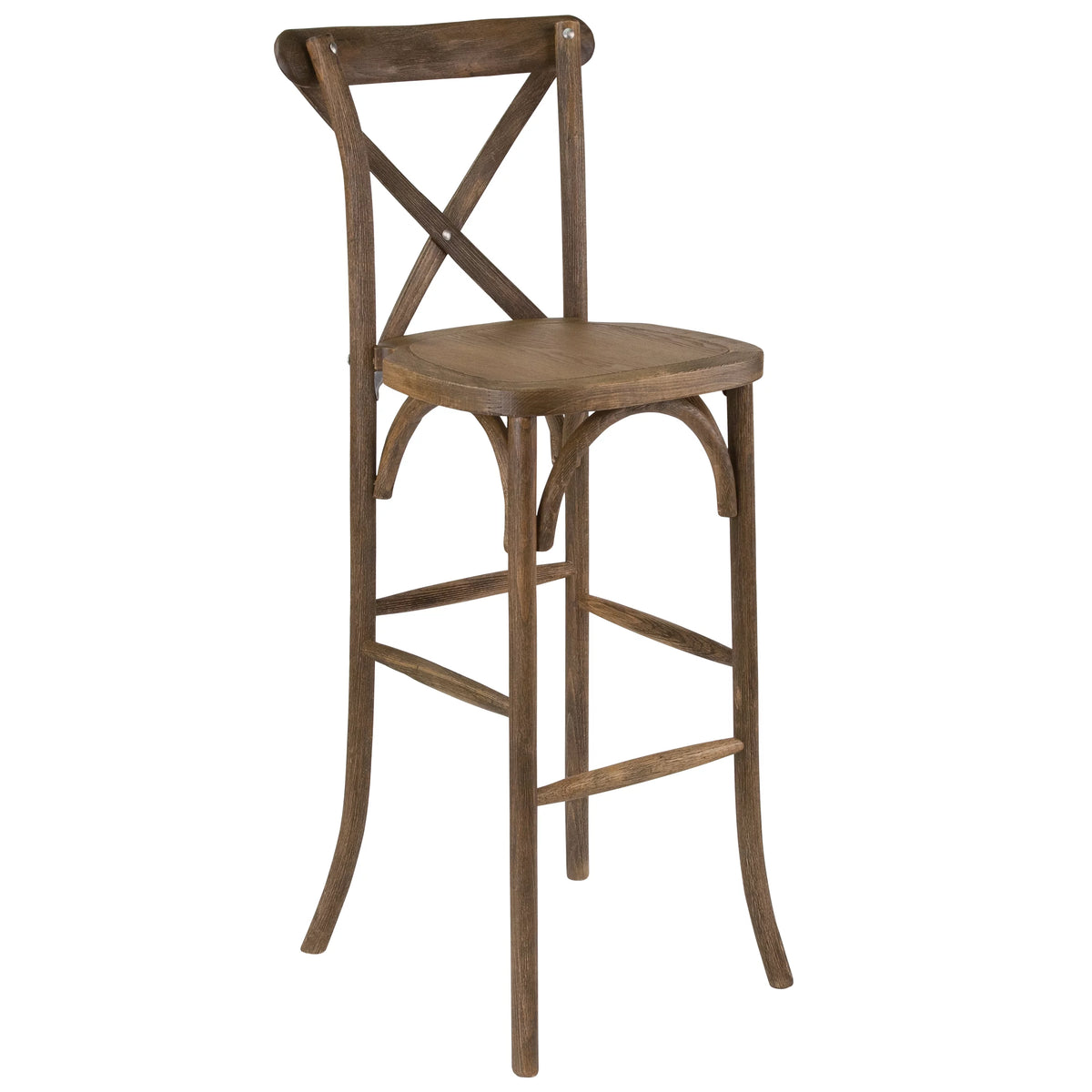 Dark Antique Wood Cross Back Barstool L2471
