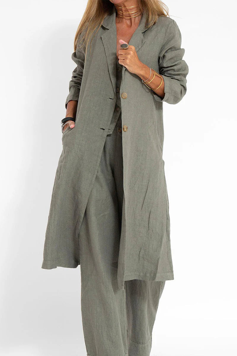 Solid Turn-back Collar Outerwear W6091