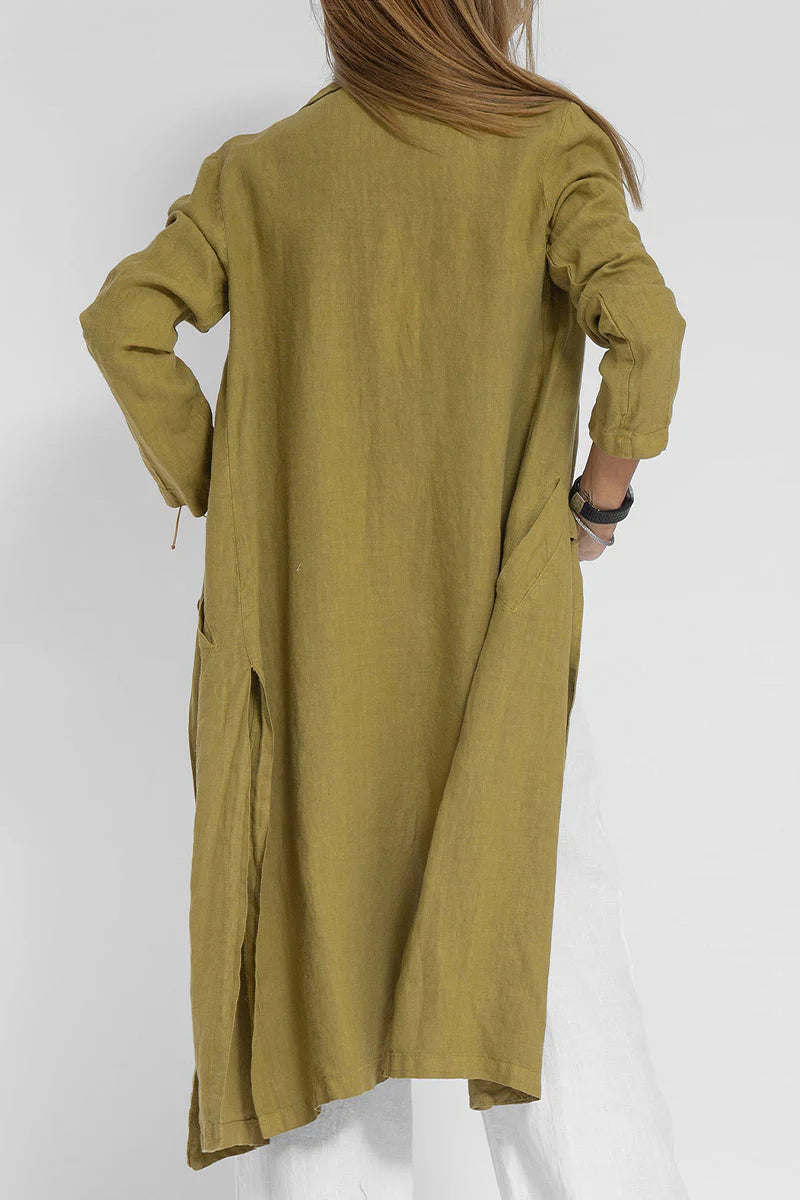 Solid Turn-back Collar Outerwear W6091