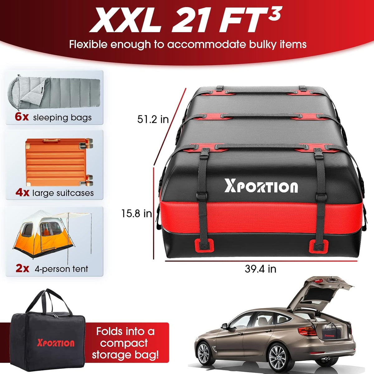 Waterproof 21 Cubic Feet Rooftop Cargo Carrier Bag A745