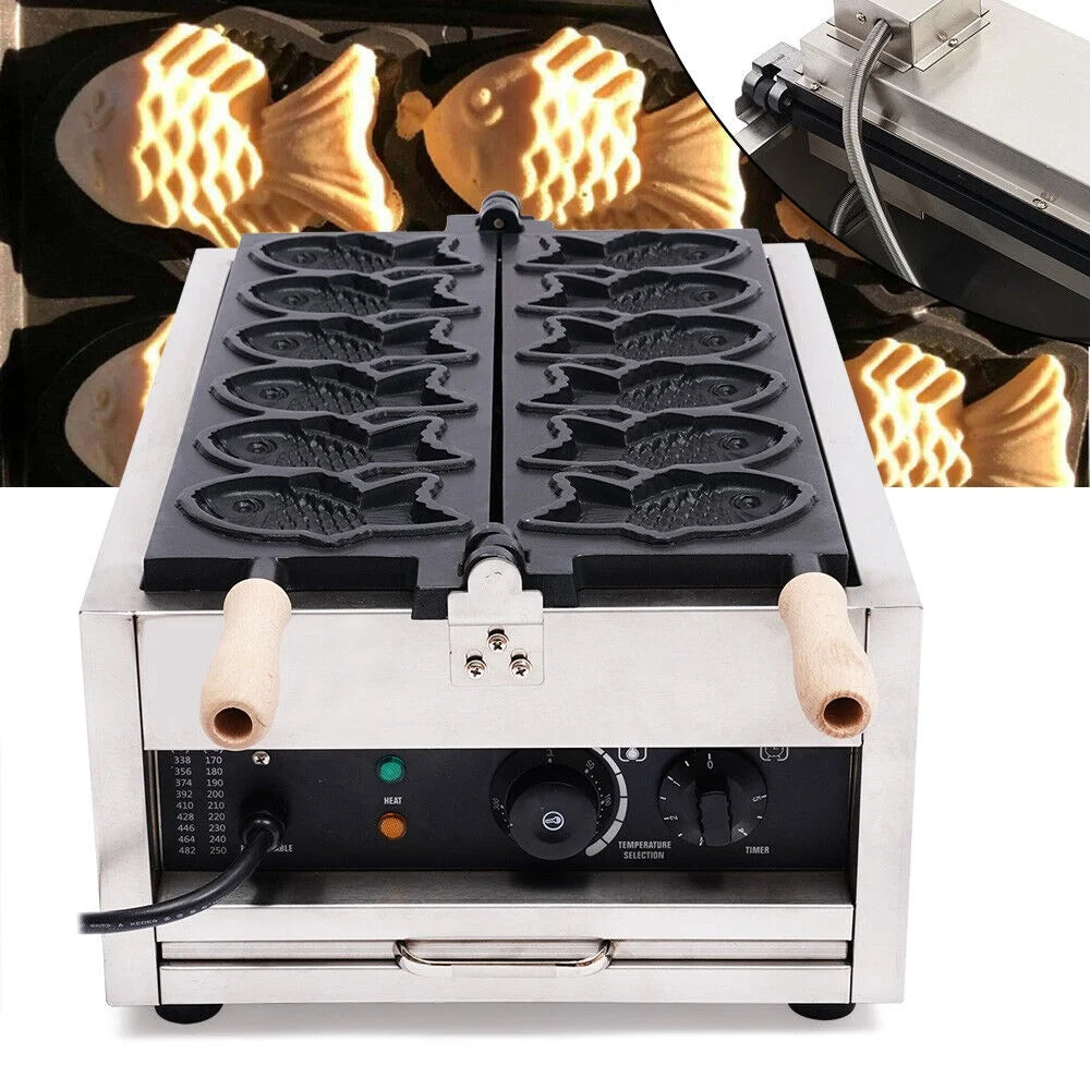 6Pcs Non-stick Stainless Steel Fish Waffle Maker Q254