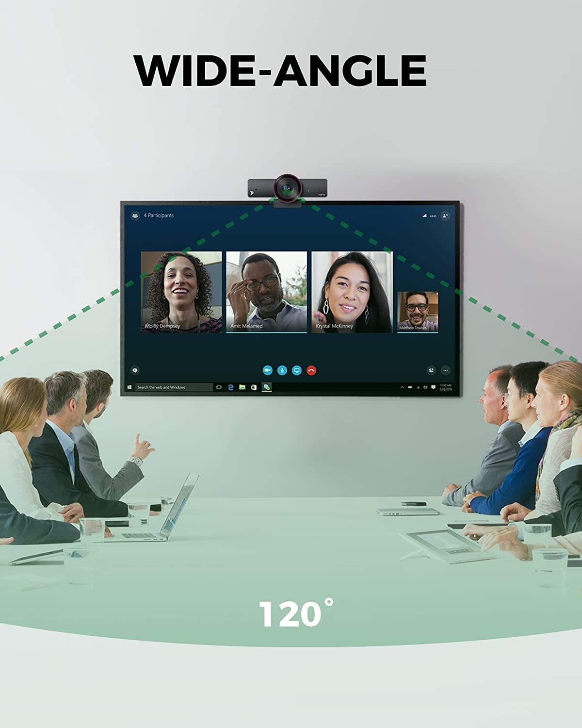 4K Webcam with Auto Framing, 120° Field of View, Dual AI Noise-canceling Mics Y364
