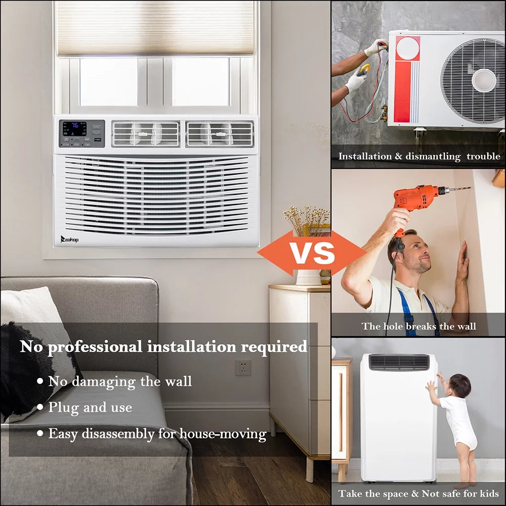 12000BTU 110V Window Air Conditioner with WIFI and Remote, White D28691