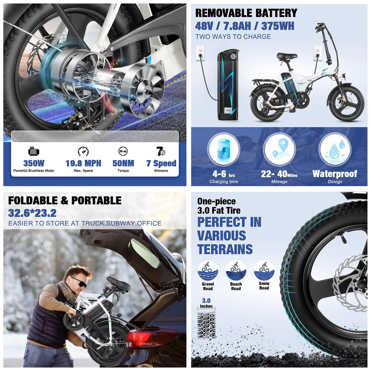 Fat Tire Folding Electric Bike with LCD Display Q972632