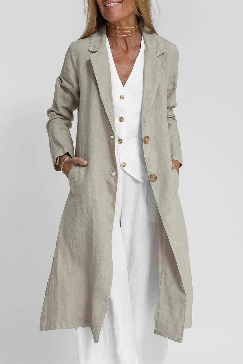 Solid Turn-back Collar Outerwear W6091