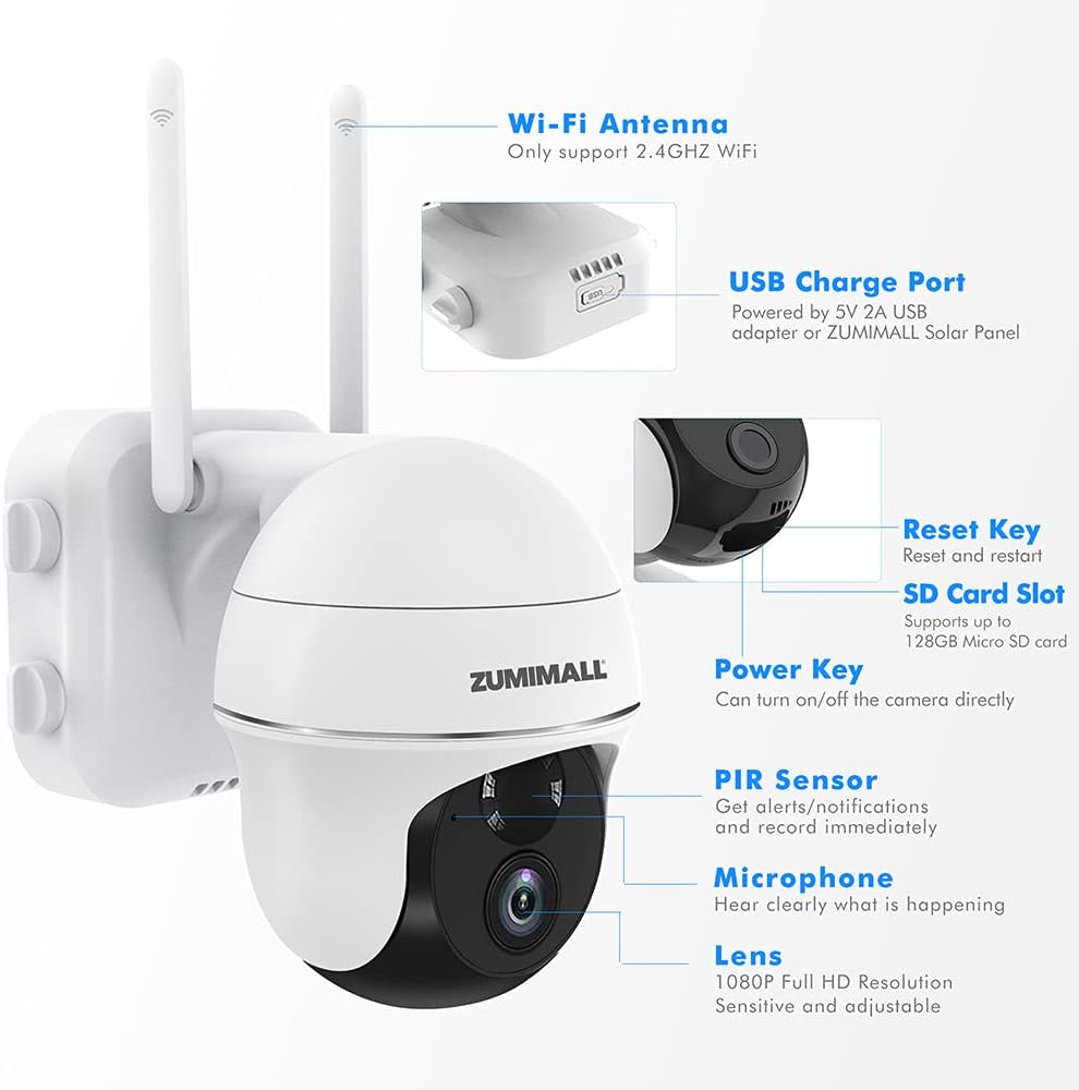 Wireless Outdoor WiFi Pan Tilt 360-degree Solar Security Camera M956262
