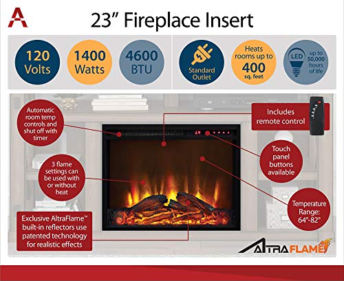 Espresso Fireplace TV Stand with Electric Fireplace Insert Heater R415