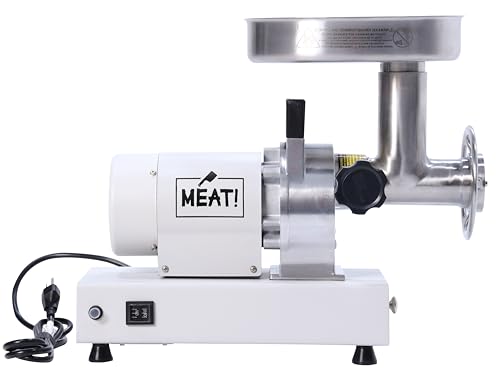 1 HP Dual Meat Grinder with 3 Stuffing Tubes, 2 Stainless Steel Grinding Plates, and a Stainless Steel Stuffing Plate R2018