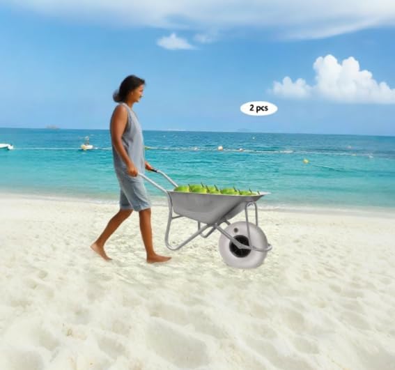10" Beach Cart Replacement Balloon Tires, 2 Pcs Wheels with Axle Hole N438