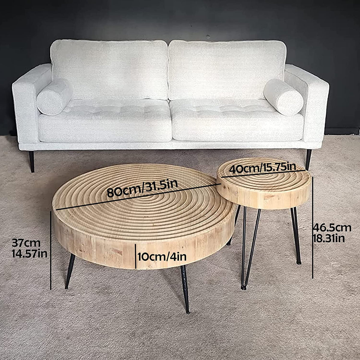 Round Wooden Coffee Table Set J196173