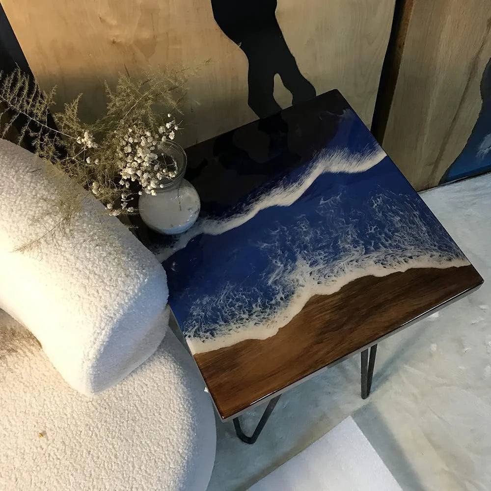 Natural Edge Epoxy Resin Wood Coffee Table Hairpin Legs P22457