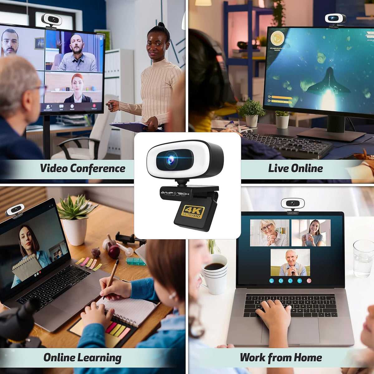 4K Ultra HD 8MP Autofocus USB Webcam with Microphone S17327