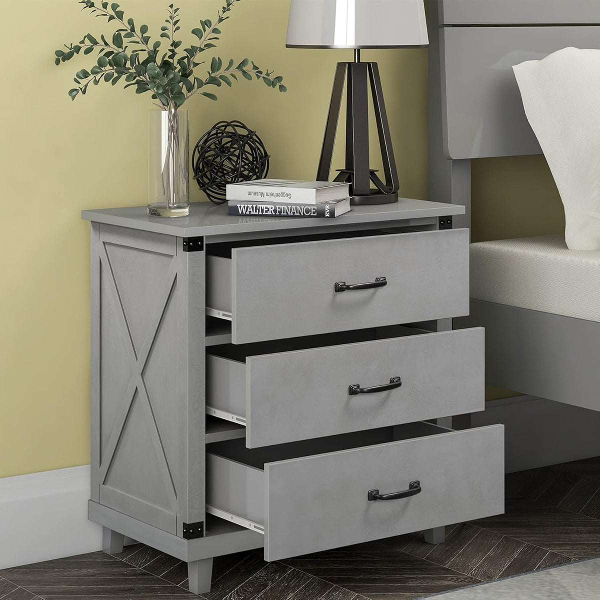 White 1 Drawer Wood Nightstand Z8685