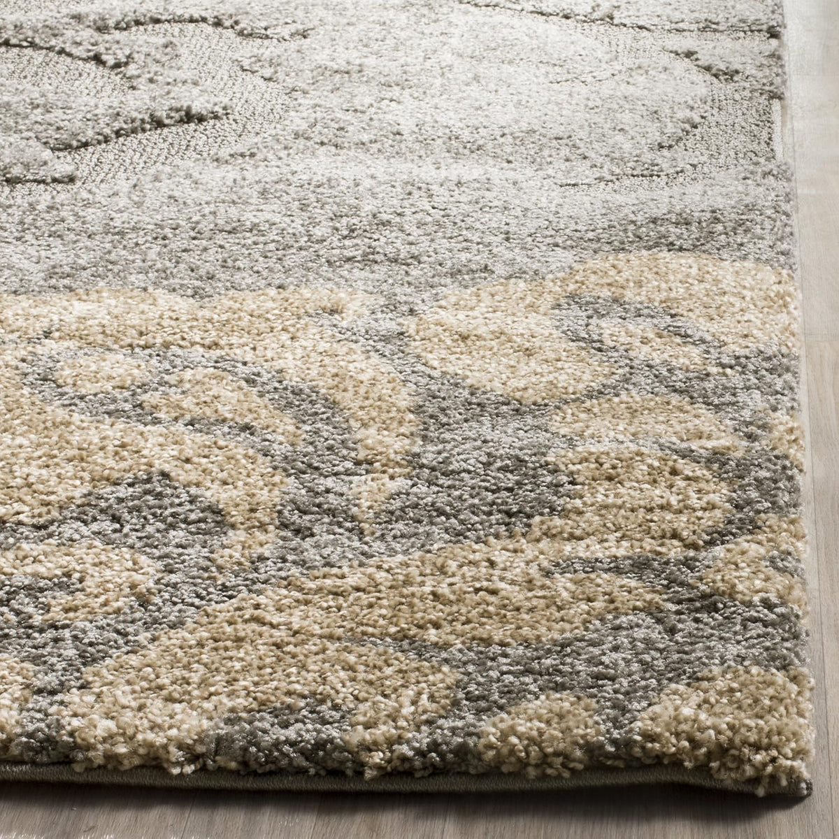 Grey & Beige Floral Area Rug, 8'6" x 12', 1.2-inch Thick U80042
