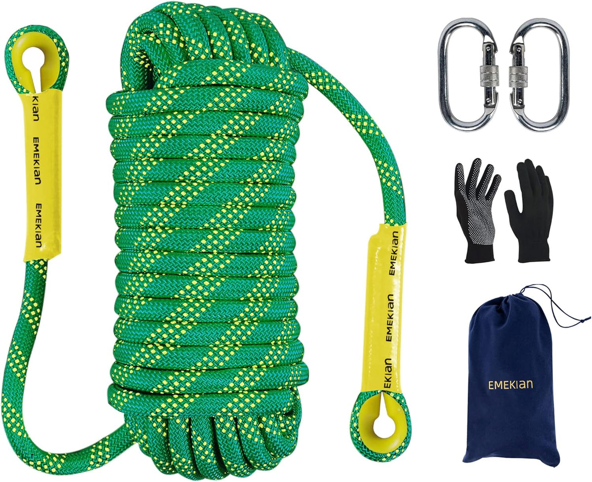 10mm 10M Static Climbing Rope with Non-Slip Gloves Q69402