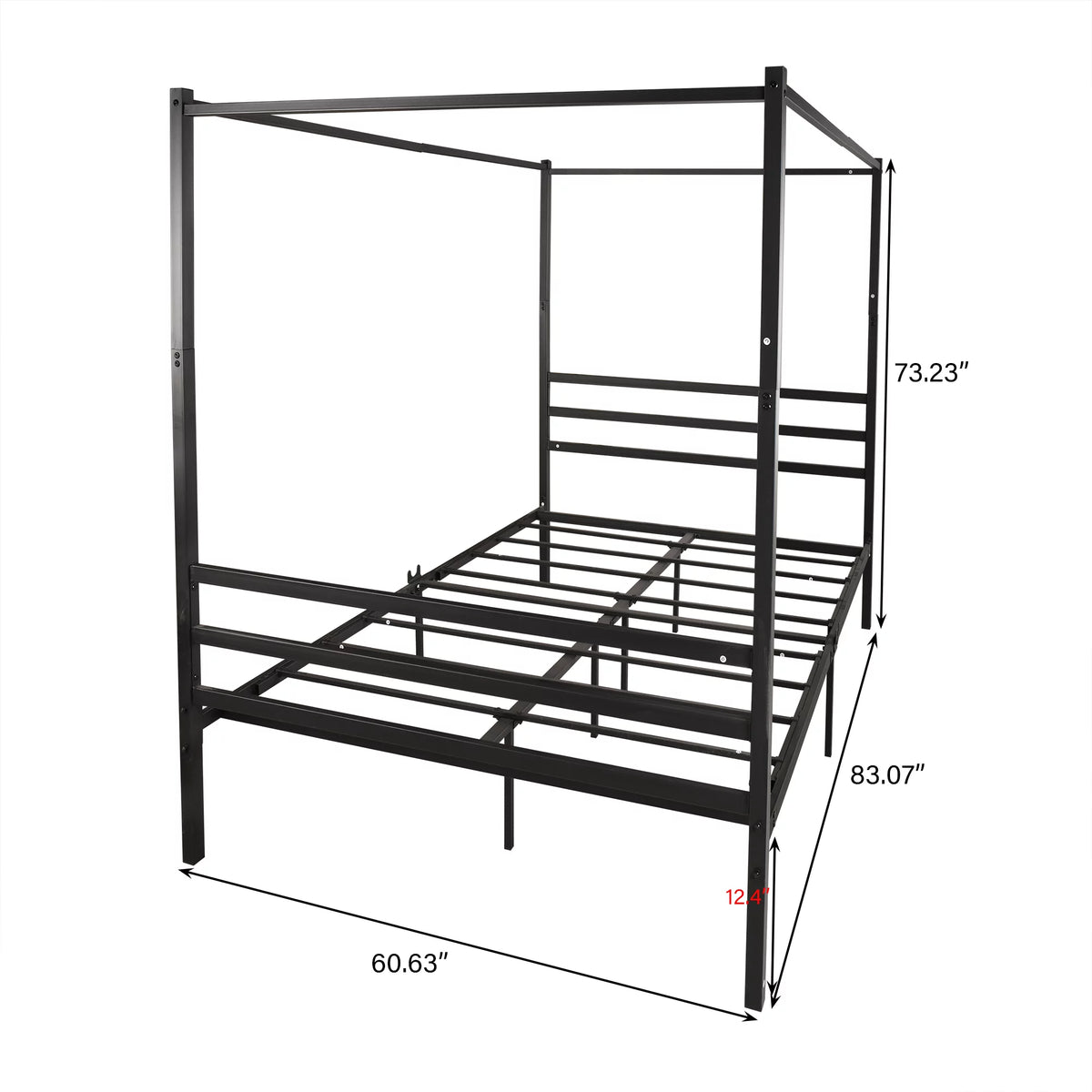 Black Queen Size Metal Canopy Bed with Headboard G124