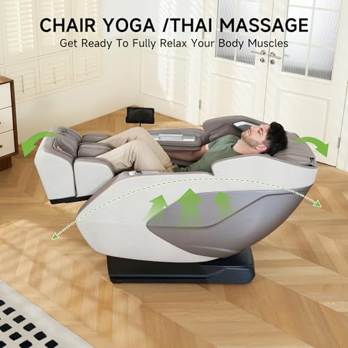4D Massage Chair Full Body Zero Gravity Recliner with Negative Ion Purification, Aromatherapy, 20 Auto Modes, Yoga Stretching, Touch Screen, Foot Rollers, Wireless Charger E8953
