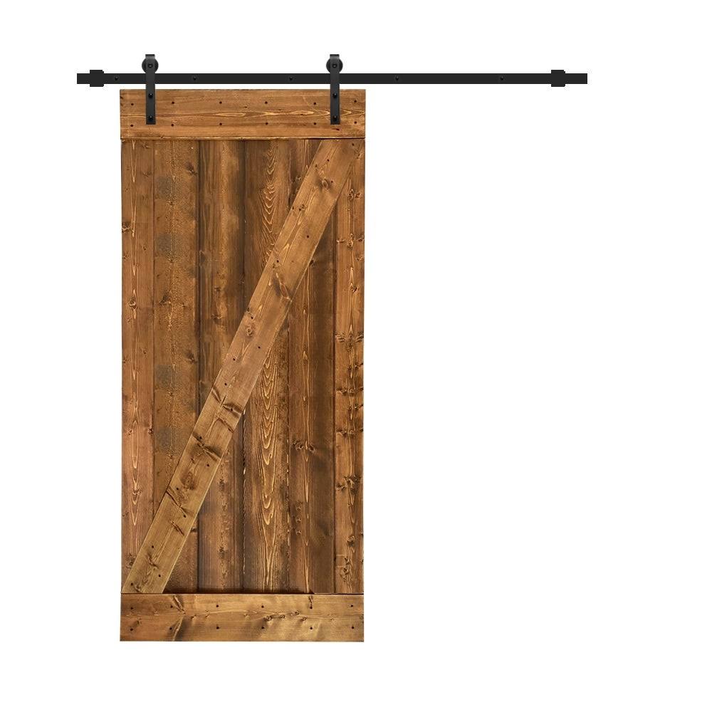 24 in. x 84 in. Red Walnut Stained Wood Interior Sliding Barn Door with Hardware Kit W81230