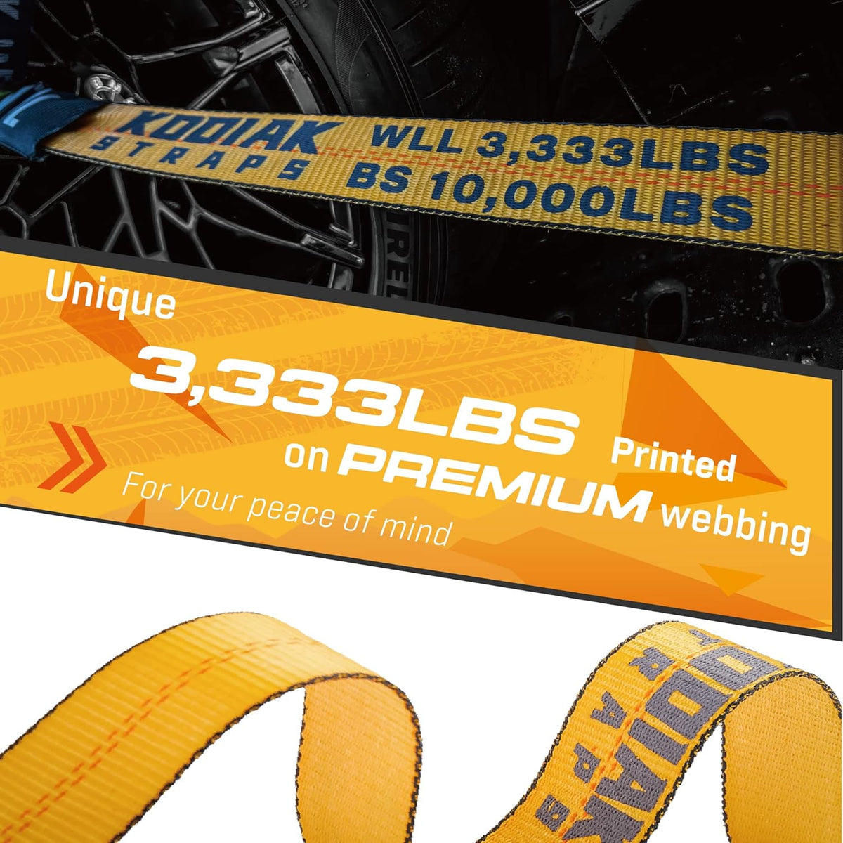 4 Pack Ratchet Car Tie Down Strap with Flat Hooks 2" x 144'' Heavy Duty 10,000lbs Min Break Strength Tire Straps J6746