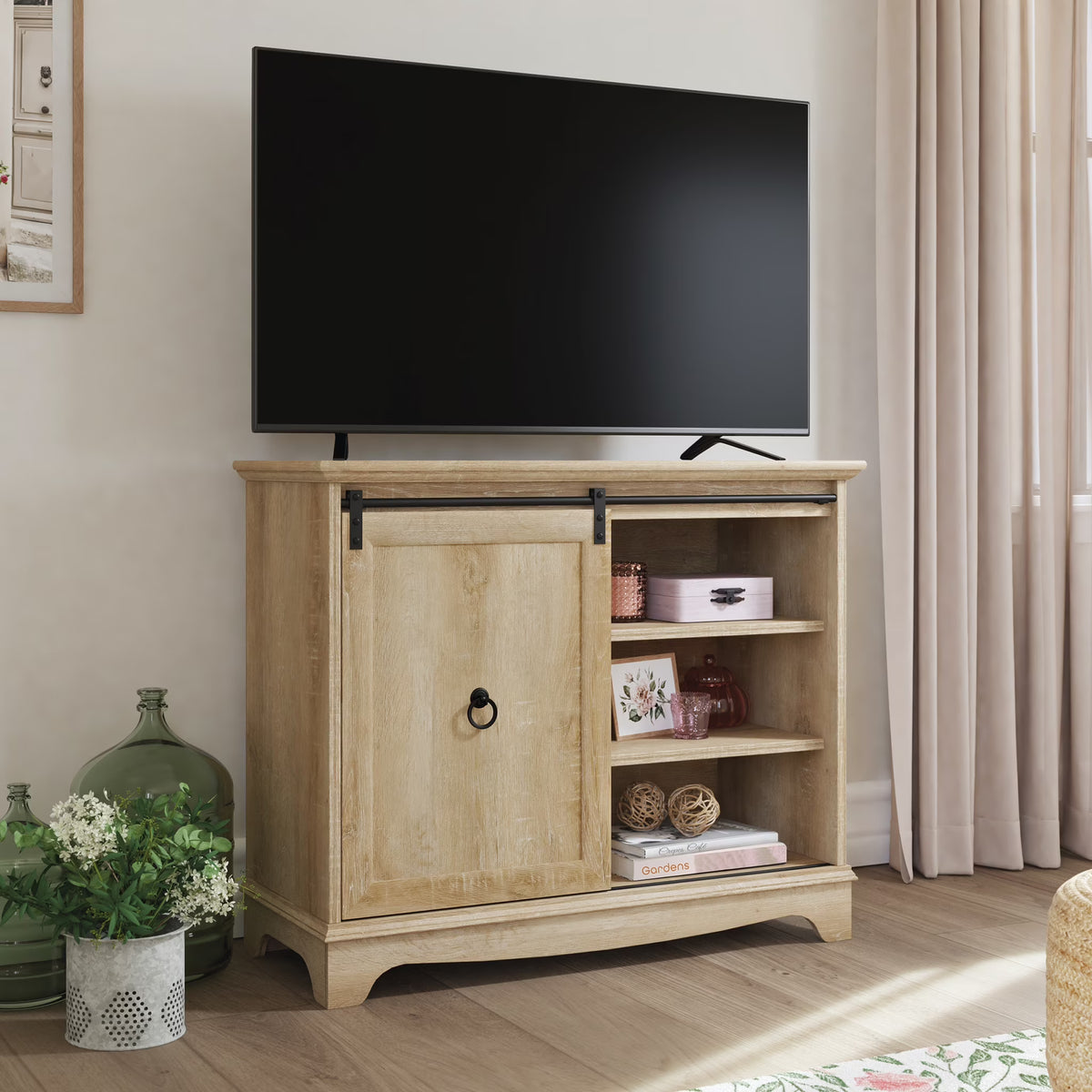 Cafe TV Stand with Storage, for TVs up to 43", Orchard Oak Finish G875