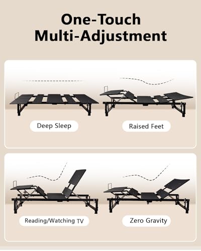 Queen Adjustable Bed Base Frame Black Metal Z62071
