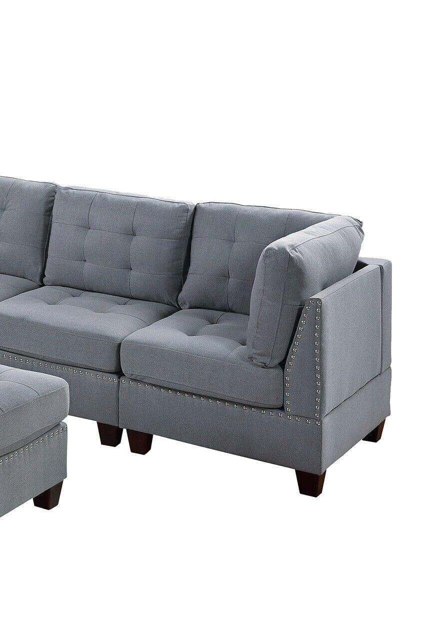 Gray Fabric 6pc L-Sectional Sofa Set W811