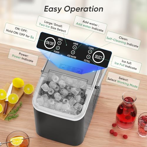 Black Portable Countertop Ice Maker with Ice Scoop and Basket R81027