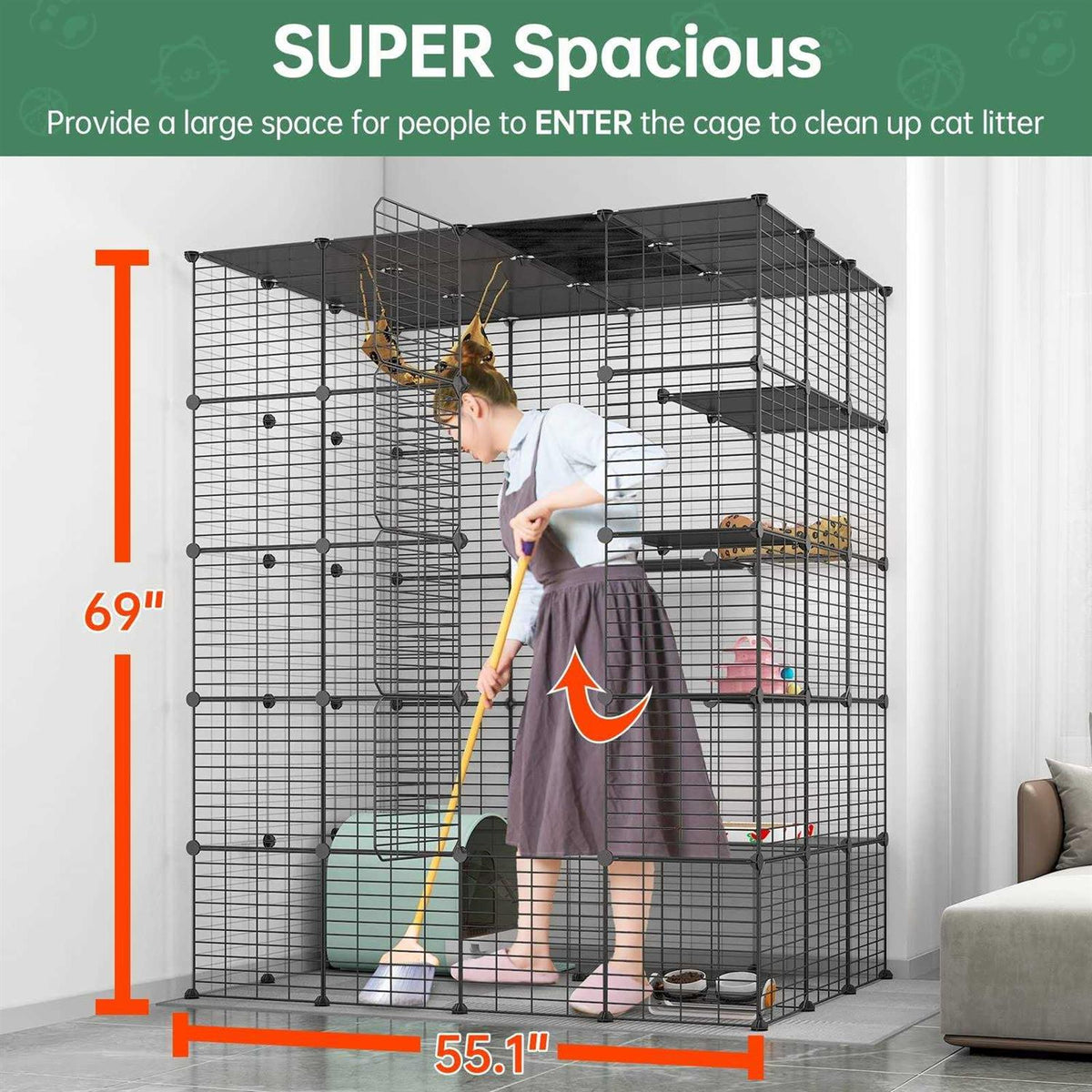 Large Indoor Cat Cage Metal Wire Playpen U2421