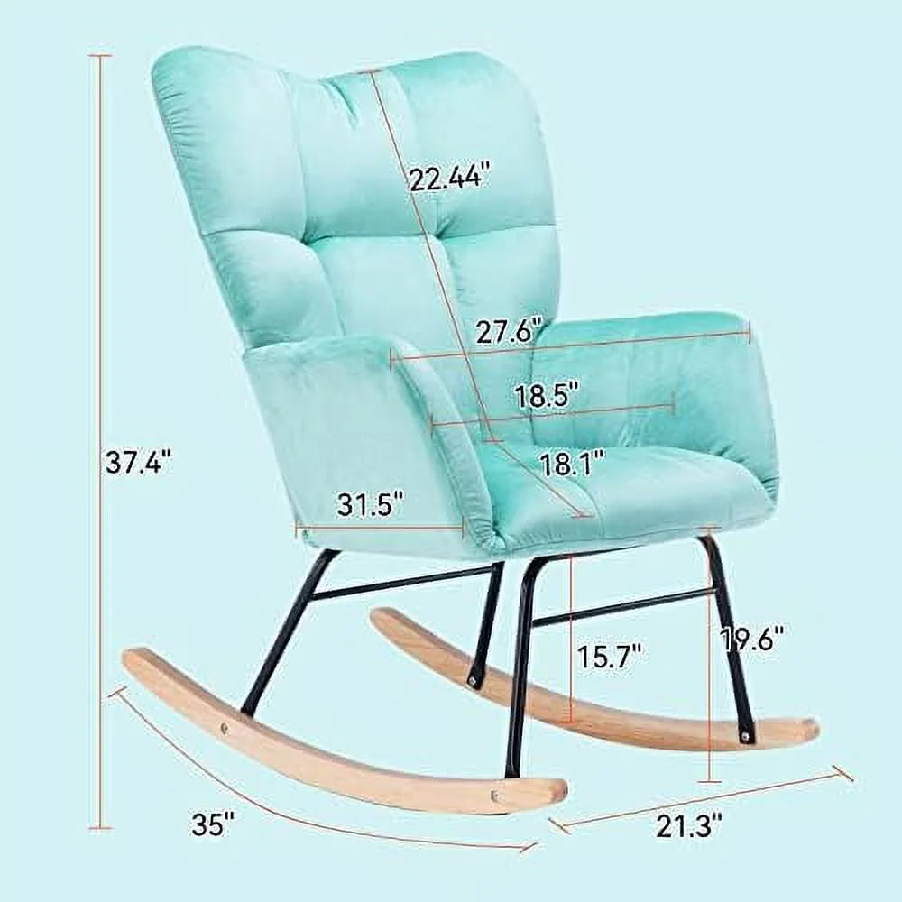 Teddy Fabric Rocking Chair with High Backrest and Armrest H98463