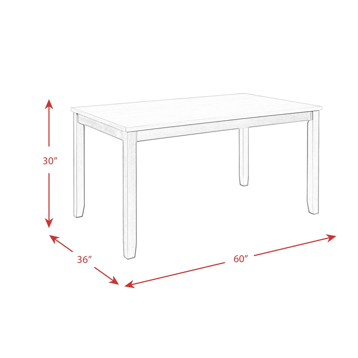 6PC Dining Set with Table, Four Chairs and Bench V17736