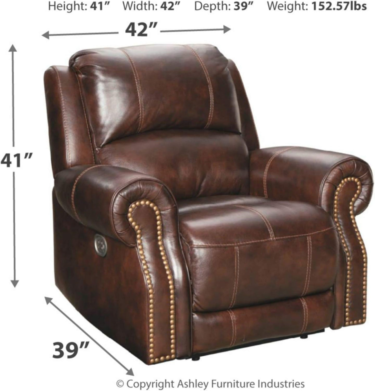 Brown Power Recliner with Adjustable Headrest O6760