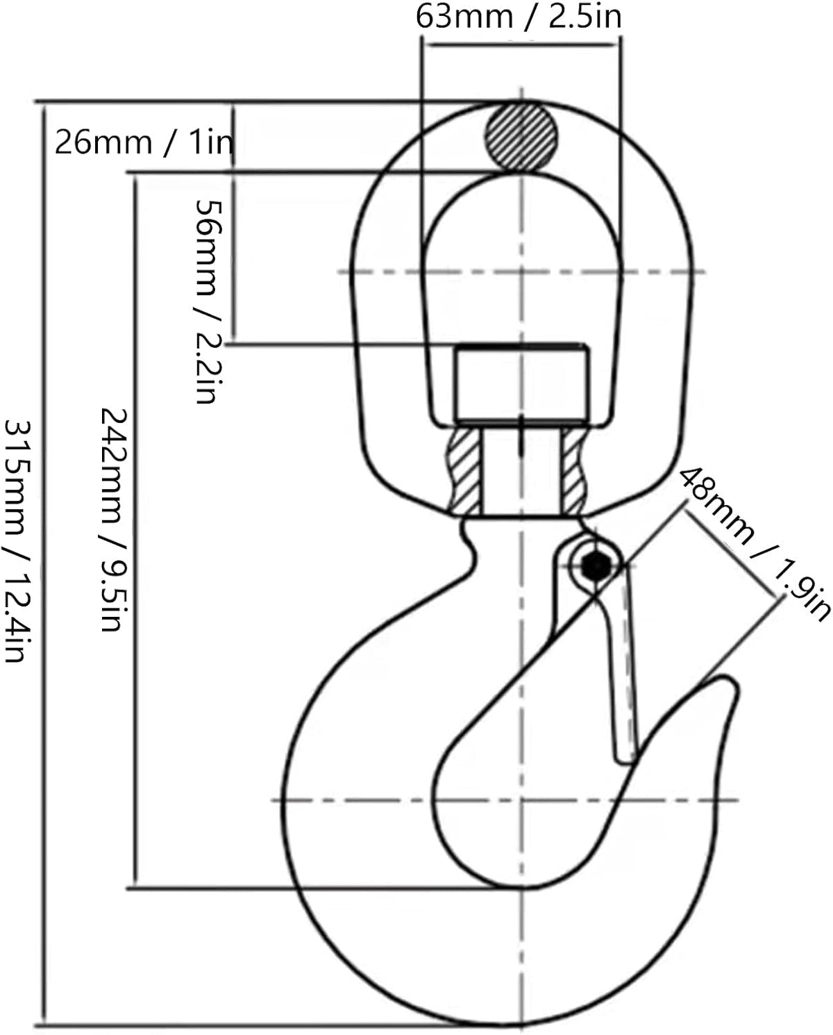 Alloy Steel Swivel Eye Hook with Latch G740640