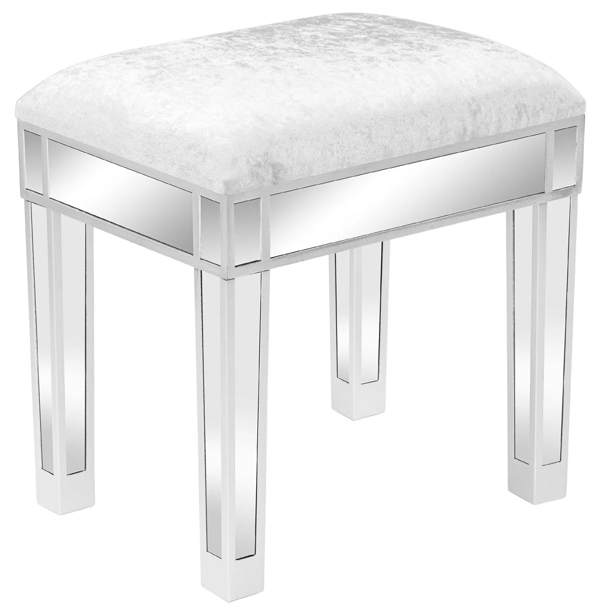 Mirrored Vanity Stool Makeup Bench Cushioned Chair W29318