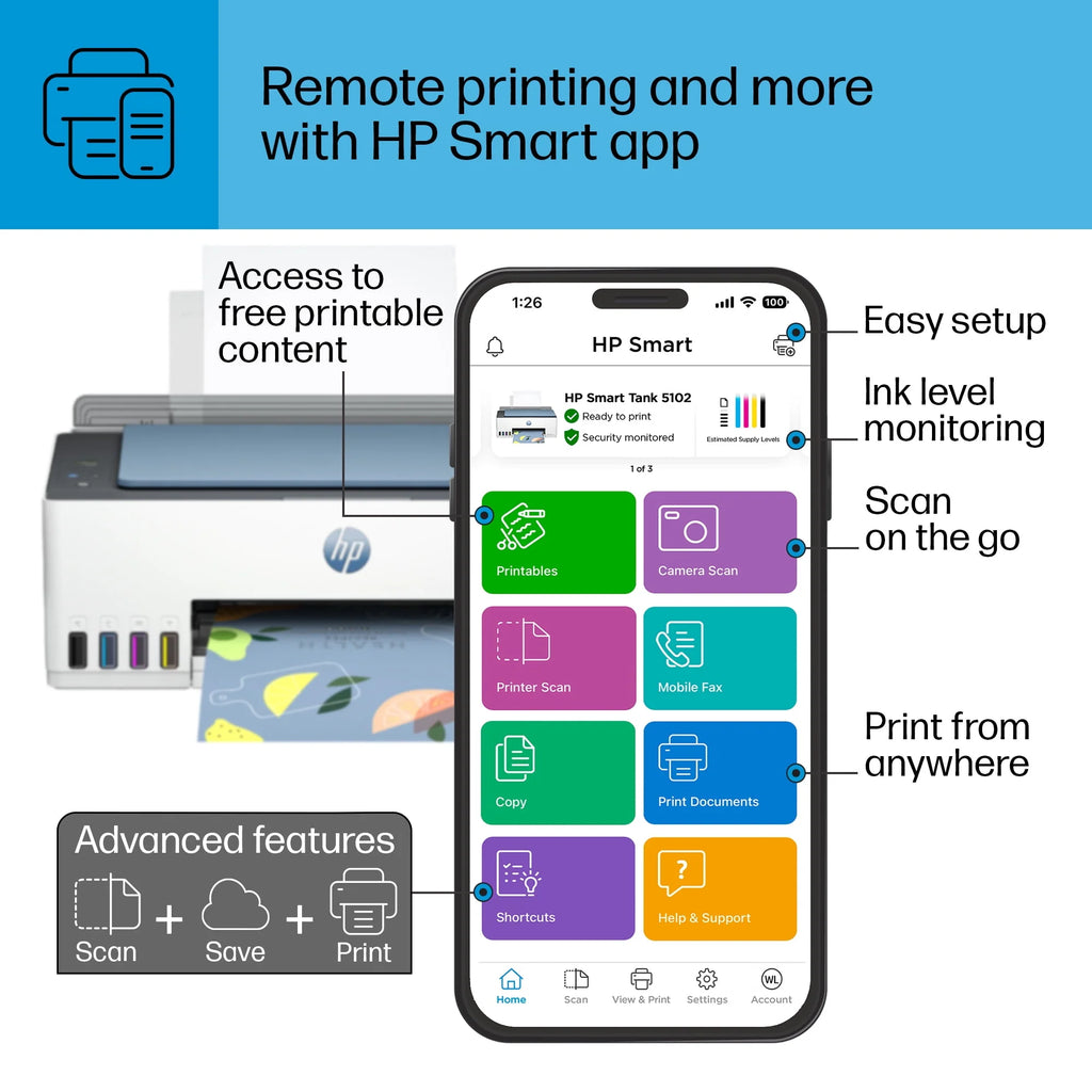Wireless All-in-One Color Inkjet Tank Printer L582728