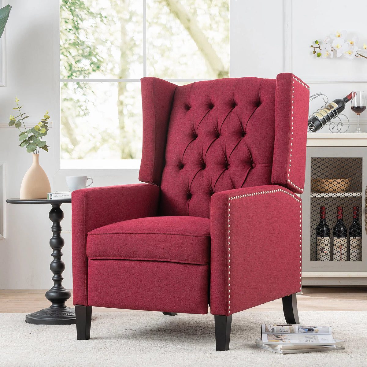 Red Manual Wing Chair Recliner M8211